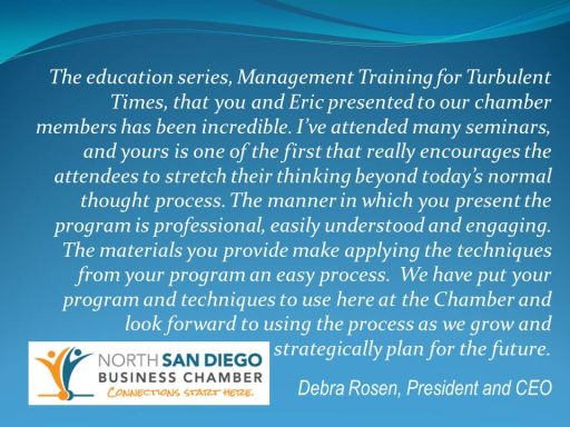 Testimonial from North San Diego Chamber of Commerce