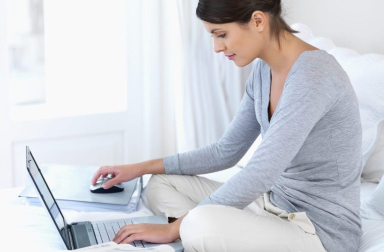 woman working on laptop